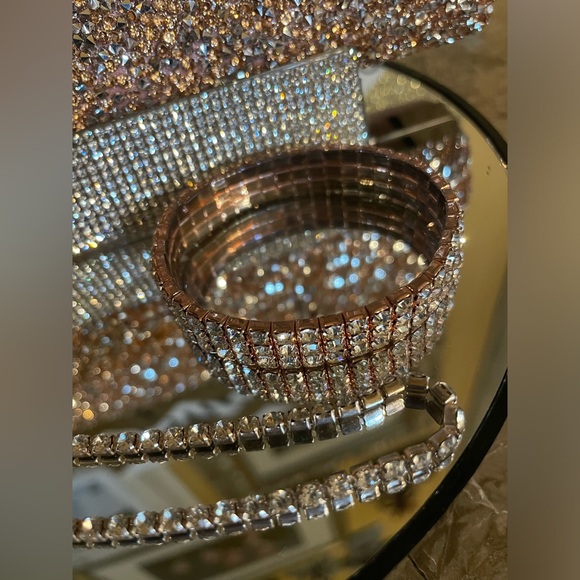 JEWEL BADGLEY MISCHKA Beautiful Rose Gold Evening Heels Size 8 W/Accessory Set - Picture 11 of 15